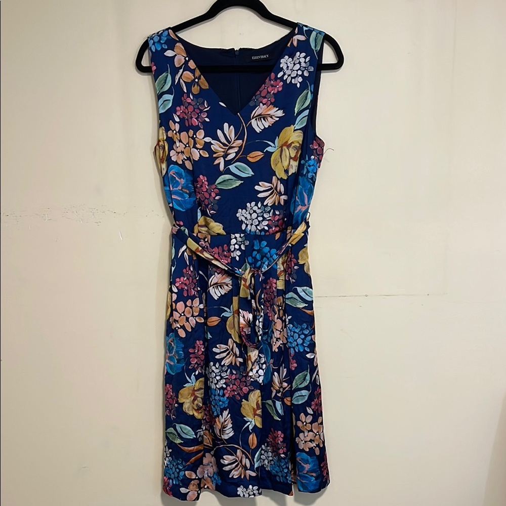 Ellen Tracy Multicolored Midi Sundress V-Neck Casual